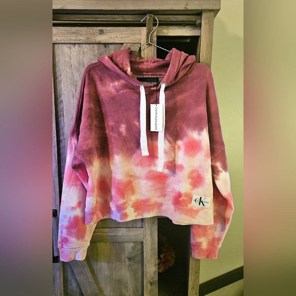 Calvin Klein Jeans Pink Tie-dye Hoodie Sweatshirt